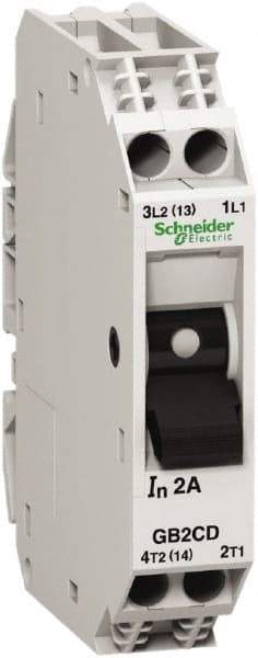 Schneider Electric - 0.50 Amp, 1 Pole, Backplate, Clip, DIN Rail Mount Circuit Protector - Thermal Magnetic Trip, Multiple Breaking Capacity Ratings, 67mm Deep x 74mm High x 15mm Wide - Eagle Tool & Supply