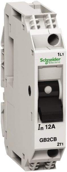 Schneider Electric - 20 Amp, 1 Pole, Backplate, Clip, DIN Rail Mount Circuit Protector - Thermal Magnetic Trip, Multiple Breaking Capacity Ratings, 67mm Deep x 74mm High x 15mm Wide - Eagle Tool & Supply