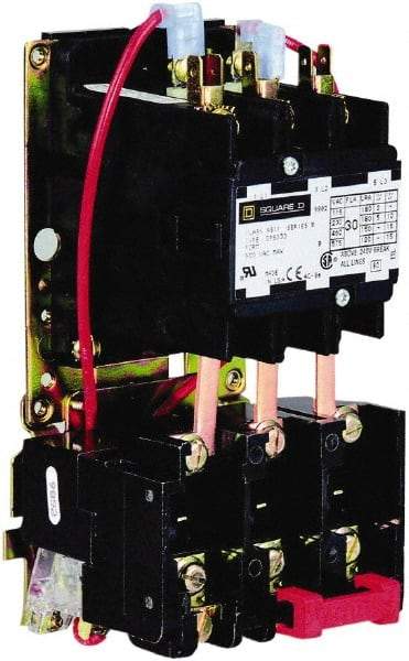 Square D - 2 Pole, 30 Amp Inductive Load, 110 Coil VAC at 50 Hz and 120 Coil VAC at 60 Hz, Definite Purpose Contactor - Phase 1 Hp:  2 at 115 VAC, 5 at 230 VAC, Open Enclosure - Eagle Tool & Supply