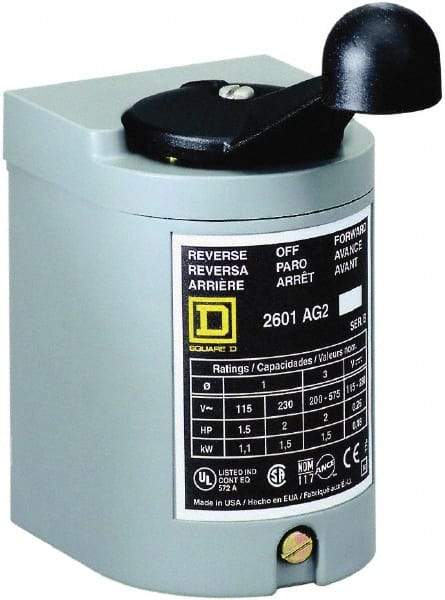 Square D - 250 VDC, 600 VAC Input Volt, Reversing, Drum Switch - CSA, RoHS Compliant, UL Listed - Eagle Tool & Supply