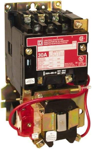 Square D - No Enclosure, 4 Pole, Mechanically Held Lighting Contactor - 30 A (Tungsten), 277 VAC at 60 Hz - Eagle Tool & Supply