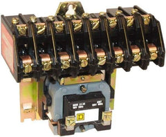 Square D - No Enclosure, 8 Pole, Electrically Held Lighting Contactor - 20 A (Tungsten), 30 A (Fluorescent), 277 VAC at 60 Hz, 8NO Contact Configuration - Eagle Tool & Supply