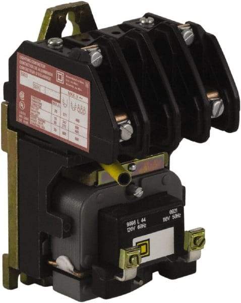 Square D - No Enclosure, 2 Pole, Electrically Held Lighting Contactor - 20 A (Tungsten), 30 A (Fluorescent), 440 VAC at 50 Hz, 480 VAC at 60 Hz, 2NO Contact Configuration - Eagle Tool & Supply