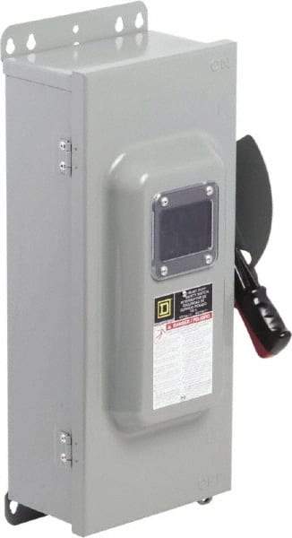 Square D - 100 Amp, 600 VAC/VDC, 3 Pole Nonfused Safety Switch - NEMA 12 & 3R, 40 hp at 600 VAC, 50 hp at 600 VDC (Single Phase), 100 hp at 600 VAC, 50 hp at 600 VDC (Triple Phase) - Eagle Tool & Supply