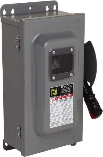 Square D - 60 Amp, 600 VAC/VDC, 3 Pole Nonfused Safety Switch - NEMA 12 & 3R, 30 hp at 600 VAC (Single Phase), 60 hp at 600 VAC, 30 hp at 600 VDC (Triple Phase) - Eagle Tool & Supply