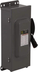 Square D - 100 Amp, 240 VAC, 250 VDC, 2 Pole Fused Safety Switch - NEMA 12, 15 hp at 240 VAC, 20 hp at 250 VDC (Single Phase), 30 hp at 240 Vac, 20 hp at 250 VDC (Triple Phase), DPST Contact Form - Eagle Tool & Supply
