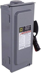 Square D - 100 Amp, 600 VAC/VDC, 3 Pole Fused Safety Switch - NEMA 3R, 30 hp at 480 VAC (Single Phase), 75 hp at 600 VAC, 50 hp at 600 VDC (Triple Phase), 3PST Contact Form - Eagle Tool & Supply