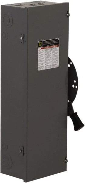 Square D - 100 Amp, 240 VAC, 250 VDC, 3 Pole Nonfused Safety Switch - NEMA 1, 15 hp at 240 VAC, 20 hp at 250 VDC (Single Phase), 30 hp at 240 VAC, 20 hp at 250 VDC (Triple Phase), 3PDT Contact Form - Eagle Tool & Supply