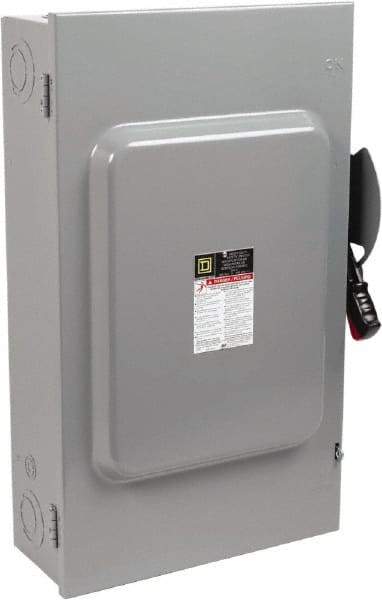Square D - 200 Amp, 600 VAC/VDC, 3 Pole Fused Safety Switch - NEMA 1, 50 hp at 600 VAC, 50 hp at 600 VDC (Single Phase), 150 hp at 600 VAC, 50 hp at 600 VDC (Triple Phase), 3PST Contact Form - Eagle Tool & Supply
