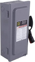 Square D - 100 Amp, 600 VAC/VDC, 3 Pole Fused Safety Switch - NEMA 1, 30 hp at 480 VAC (Single Phase), 75 hp at 600 VAC, 50 hp at 600 VDC (Triple Phase), 3PST Contact Form - Eagle Tool & Supply