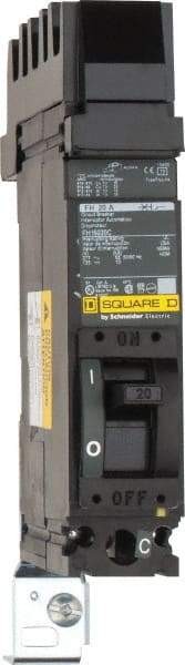 Square D - 20 Amp, 125 VDC, 277 VAC, 1 Pole, Plug On Molded Case Circuit Breaker - Thermal Magnetic Trip, 12-4 (Aluminum), 14-4 (Copper) AWG, 4.16 Inch Deep x 6 Inch High x 1-1/2 Inch Long - Eagle Tool & Supply