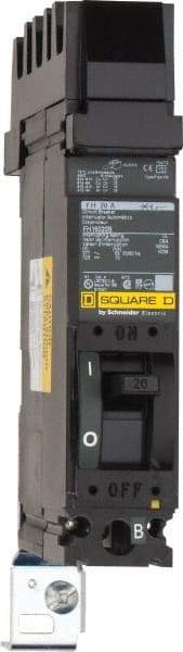 Square D - 20 Amp, 125 VDC, 277 VAC, 1 Pole, Plug On Molded Case Circuit Breaker - Thermal Magnetic Trip, 12-4 (Aluminum), 14-4 (Copper) AWG, 4.13 Inch Deep x 6 Inch High x 1-1/2 Inch Long - Eagle Tool & Supply