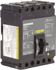 Square D - 100 Amp, 250 VDC, 600 VAC, 3 Pole, Panel Mount Molded Case Circuit Breaker - Thermal Magnetic Trip, 18 kA Breaking Capacity, 12-1/0 (Aluminum), 14-1/0 (Copper) AWG, 4.13 Inch Deep x 6 Inch High x 4-1/2 Inch Long - Eagle Tool & Supply