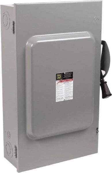 Square D - 200 Amp, 240 V, 3 Pole Nonfused Safety Switch - NEMA 1, 15 hp at 240 VAC (Single Phase), 60 hp at 240 VAC (Triple Phase), 3PST Contact Form - Eagle Tool & Supply