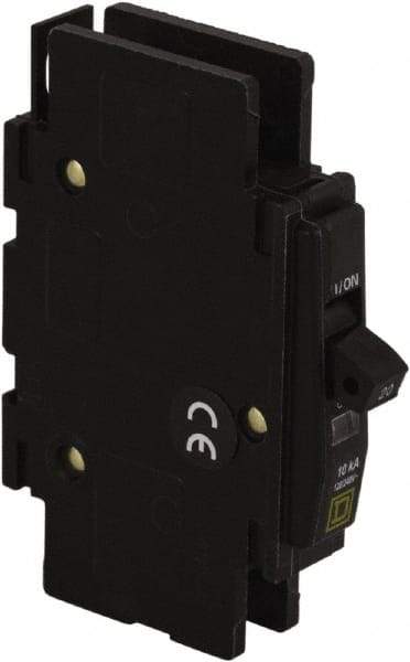 Square D - 15 Amp, 120/240 VAC, 1 Pole, DIN Rail Mounted, Flush Mount, Surface Mount Miniature Circuit Breaker - Thermal Magnetic Trip, 10 kA at 120/240 VAC Breaking Capacity, 14-2 (Aluminum), 14-2 (Copper) AWG, 74mm Deep x 103mm High x 19mm Wide - Eagle Tool & Supply