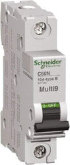 Schneider Electric - 50 Amp, 1 Pole, DIN Rail Mount Standard Circuit Breaker - Multiple Breaking Capacity Ratings, 14-2 (Copper) AWG, 3 Inch Deep x 3.19 Inch High x 0.71 Inch Wide - Eagle Tool & Supply