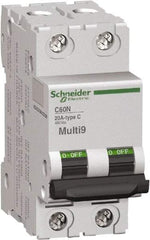 Schneider Electric - 10 Amp, 2 Pole, DIN Rail Mount Standard Circuit Breaker - Multiple Breaking Capacity Ratings, 14-4 (Copper) AWG, 3 Inch Deep x 3.19 Inch High x 1.42 Inch Wide - Eagle Tool & Supply