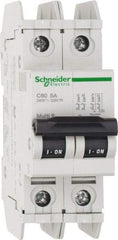 Schneider Electric - 5 Amp, 125 VDC, 240 VAC, 60 VDC, 1 Pole, DIN Rail Mount, Fixed Mount Miniature Circuit Breaker - Thermal Magnetic Trip, Multiple Breaking Capacity Ratings, 73mm Deep x 107mm High x 36mm Wide - Eagle Tool & Supply