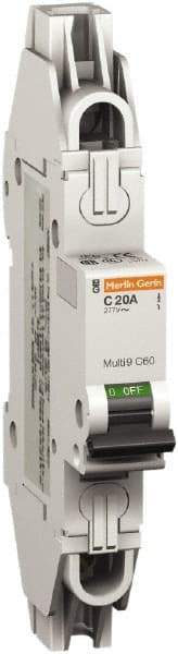 Schneider Electric - 15 Amp, 277 VAC, 1 Pole, Miniature Circuit Breaker - Thermal Magnetic Trip, 10 kA at 277 VAC Breaking Capacity, 74mm Deep x 141mm High x 18mm Wide - Eagle Tool & Supply