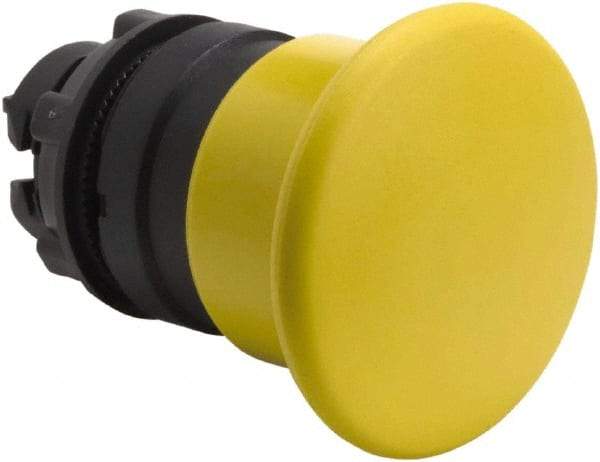 Schneider Electric - 22mm Mount Hole, Extended Mushroom Head, Pushbutton Switch Only - Round, Yellow Pushbutton, Nonilluminated, Momentary (MO) - Eagle Tool & Supply