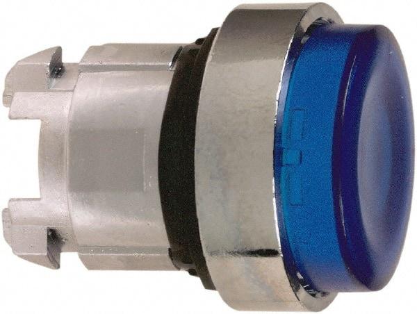 Schneider Electric - 22mm Mount Hole, Extended Straight, Pushbutton Switch Only - Round, Blue Pushbutton, Nonilluminated, Momentary (MO) - Eagle Tool & Supply