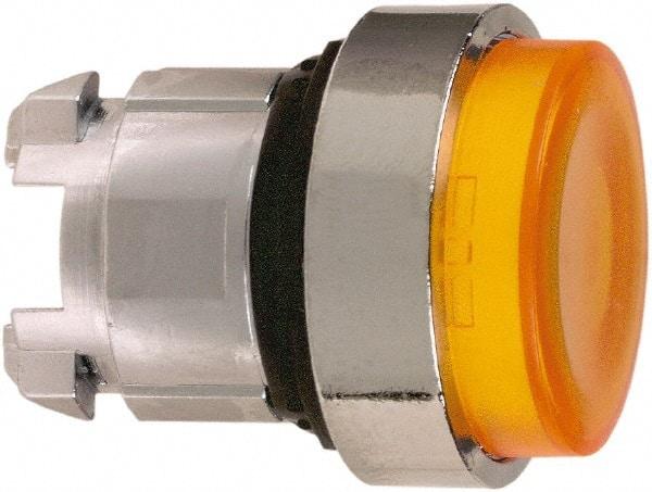 Schneider Electric - 22mm Mount Hole, Extended Straight, Pushbutton Switch Only - Round, Orange Pushbutton, Illuminated, Maintained (MA) - Eagle Tool & Supply
