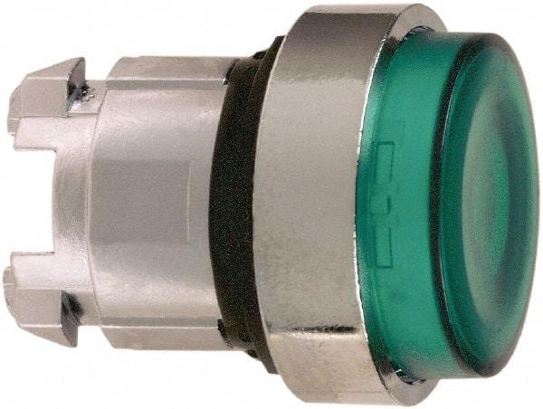 Schneider Electric - 22mm Mount Hole, Extended Straight, Pushbutton Switch Only - Round, Green Pushbutton, Nonilluminated, Momentary (MO) - Eagle Tool & Supply