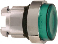 Schneider Electric - 22mm Mount Hole, Extended Straight, Pushbutton Switch Only - Round, Green Pushbutton, Illuminated, Maintained (MA) - Eagle Tool & Supply