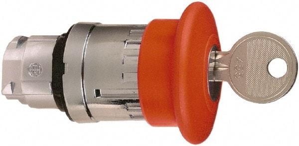 Schneider Electric - 22mm Mount Hole, Extended Mushroom Head, Pushbutton Switch Only - Round, Red Pushbutton, Maintained (MA), Momentary (MO) - Eagle Tool & Supply