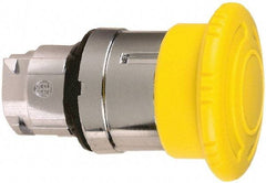 Schneider Electric - 22mm Mount Hole, Extended Mushroom Head, Pushbutton Switch Only - Round, Yellow Pushbutton, Nonilluminated, Maintained (MA) - Eagle Tool & Supply