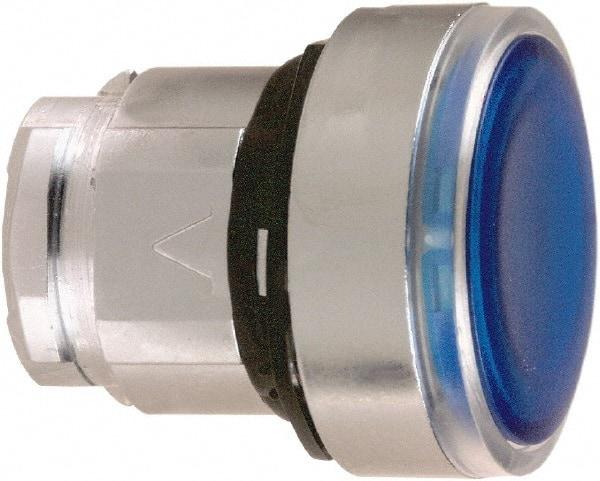 Schneider Electric - 22mm Mount Hole, Flush, Pushbutton Switch Only - Round, Blue Pushbutton, Illuminated, Maintained (MA) - Eagle Tool & Supply