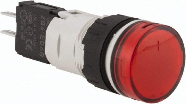 Schneider Electric - 48-120 VAC/VDC Red Lens LED Pilot Light - Round Lens, Quick Connect Connector, 18mm Wide, Vibration Resistant - Eagle Tool & Supply