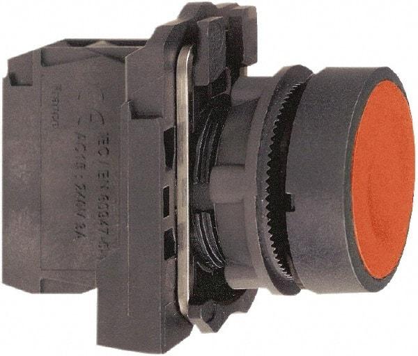 Schneider Electric - 22mm Mount Hole, Flush, Pushbutton Switch with Contact Block - Round, Red Pushbutton, Momentary (MO) - Eagle Tool & Supply