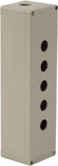 Schneider Electric - 5 Hole, 1.58 Inch Hole Diameter, Aluminum Pushbutton Switch Enclosure - 12.2 Inch High x 3.35 Inch Wide x 3.03 Inch Deep, 4, 13 NEMA Rated - Eagle Tool & Supply