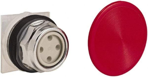 Schneider Electric - 30mm Mount Hole, Extended Straight, Pushbutton Switch Only - Round, Red Pushbutton, Momentary (MO), Weatherproof, Dust and Oil Resistant - Eagle Tool & Supply