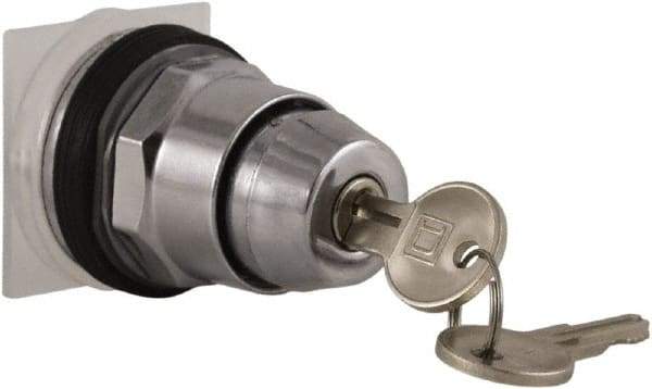 Schneider Electric - 30mm Mount Hole, 2 Position, Knob and Pushbutton Operated, Selector Switch Only - Black, Momentary (MO), without Contact Blocks, Weatherproof and Dust and Oil Resistant - Eagle Tool & Supply