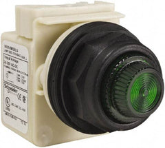 Schneider Electric - 24 V, 28 V Green Lens LED Indicating Light - Round Lens, Screw Clamp Connector, Corrosion Resistant, Dust Resistant, Oil Resistant - Eagle Tool & Supply