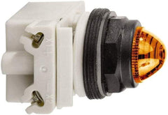 Schneider Electric - 120 VAC White Lens LED Pilot Light - Round Lens, Screw Clamp Connector, 54mm OAL x 42mm Wide, Vibration Resistant - Eagle Tool & Supply