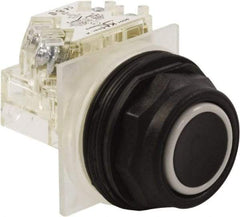 Schneider Electric - 30mm Mount Hole, Flush, Pushbutton Switch with Contact Block - Octagon, Black Pushbutton, Momentary (MO) - Eagle Tool & Supply