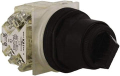 Schneider Electric - 30mm Mount Hole, 2 Position, Knob and Pushbutton Operated, Selector Switch - Black, Maintained (MA), Anticorrosive, Weatherproof, Dust and Oil Resistant - Eagle Tool & Supply