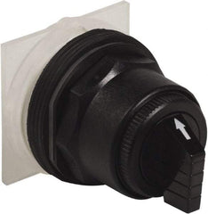 Schneider Electric - 30mm Mount Hole, 3 Position, Knob and Pushbutton Operated, Selector Switch Only - Black, Momentary (MO), without Contact Blocks, Anticorrosive, Weatherproof, Dust and Oil Resistant - Eagle Tool & Supply