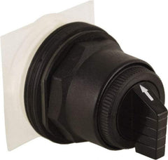 Schneider Electric - 30mm Mount Hole, 3 Position, Knob and Pushbutton Operated, Selector Switch Only - Black, Momentary (MO), without Contact Blocks, Anticorrosive, Weatherproof, Dust and Oil Resistant - Eagle Tool & Supply