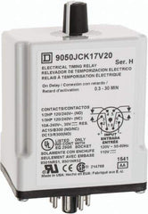 Square D - 0.3 to 30 min Delay, DPDT Time Delay Relay - 10 Contact Amp, 110 VDC & 120 VAC - Eagle Tool & Supply