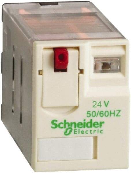 Schneider Electric - 3,750 VA Power Rating, Electromechanical Plug-in General Purpose Relay - 15 Amp at 250 VAC & 28 VDC, 2CO, 24 VAC - Eagle Tool & Supply