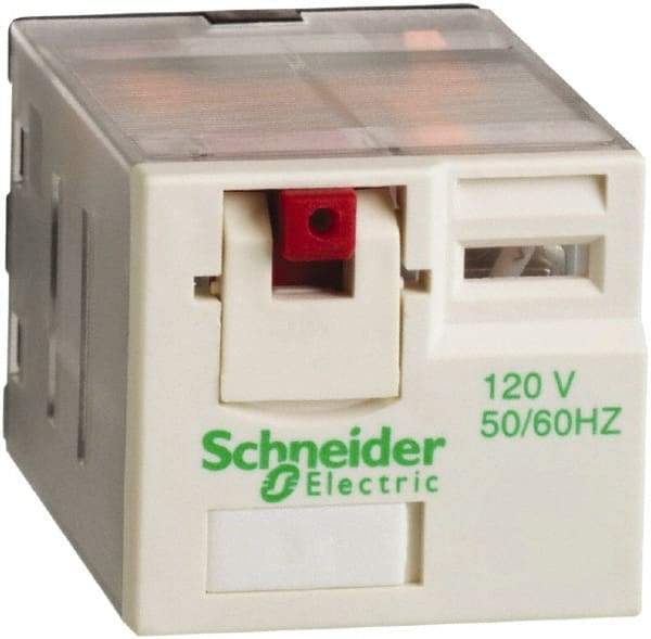 Schneider Electric - 3,750 VA Power Rating, Electromechanical Plug-in General Purpose Relay - 15 Amp at 250 VAC & 28 VDC, 3CO, 120 VAC - Eagle Tool & Supply