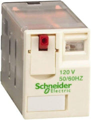 Schneider Electric - 2,500 VA Power Rating, Electromechanical Plug-in General Purpose Relay - 10 Amp at 250/277 VAC & 28/30 VDC, 5 at 250 VAC & 28 VDC, 3CO, 120 VAC at 50/60 Hz - Eagle Tool & Supply