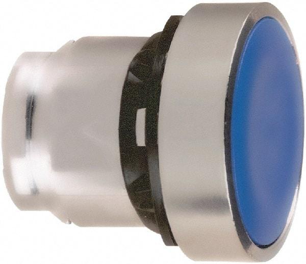 Schneider Electric - 22mm Mount Hole, Flush, Pushbutton Switch Only - Round, Blue Pushbutton, Nonilluminated, Momentary (MO) - Eagle Tool & Supply