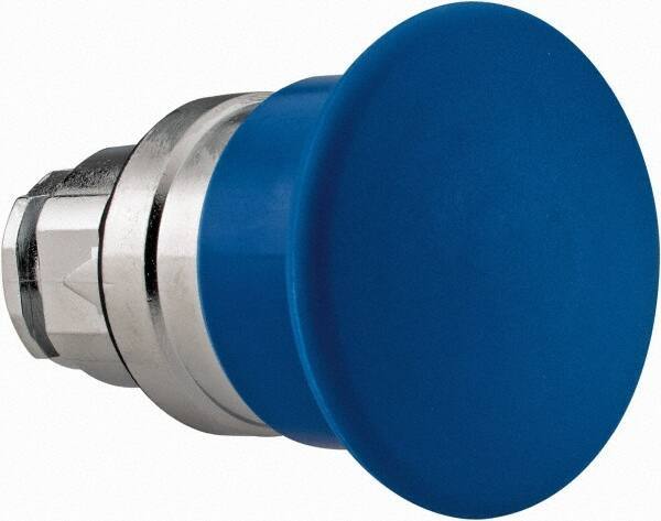 Schneider Electric - 22mm Mount Hole, Extended Mushroom Head, Pushbutton Switch Only - Round, Blue Pushbutton, Nonilluminated, Momentary (MO) - Eagle Tool & Supply