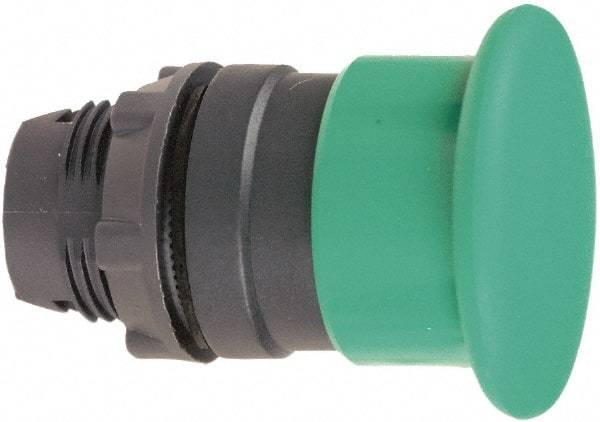 Schneider Electric - 22mm Mount Hole, Extended Mushroom Head, Pushbutton Switch Only - Round, Green Pushbutton, Nonilluminated, Momentary (MO) - Eagle Tool & Supply