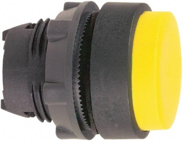 Schneider Electric - 22mm Mount Hole, Extended Straight, Pushbutton Switch Only - Round, Yellow Pushbutton, Nonilluminated, Maintained (MA) - Eagle Tool & Supply